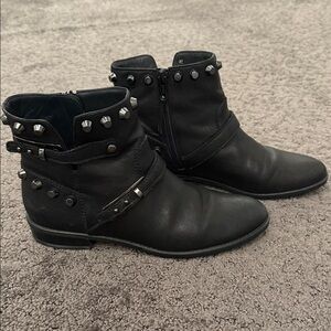 STUART WEITZMAN Black Studded Ankle Boots